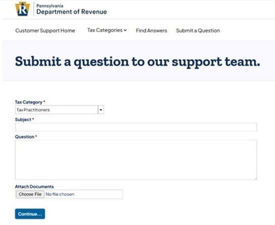 DOR Submit a Question