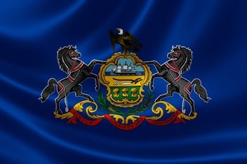 Close up of Pennsylvania state flag