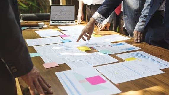 Papers on board table