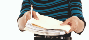 Handing over a file folder that may or may not be complete