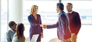 Auditor meeting clients for the first time.
