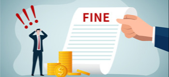 Illustration: Business man shocked at receiving a fine notice