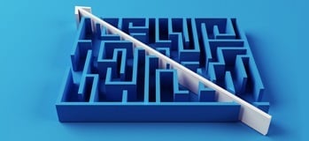 Complex maze with arrow shaped pathway cut diagonally through it