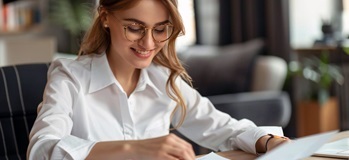 Tax preparer working on taxes