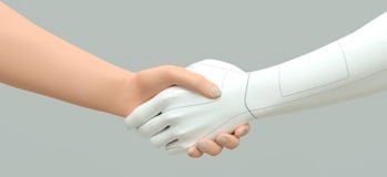 Real person shaking hands with a robot arm