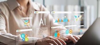 Corporate finance team member using AI to develop reports